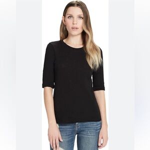 Halogen Women’s 100% Merino Wool Black Pullover Sweater 3/4 sleeve size Medium